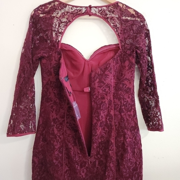 NWT Aidan Mattox Red Burgundy Lace Dress Size 4 - Picture 12 of 14